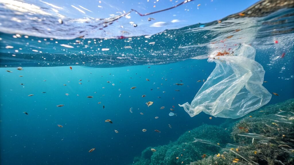 Microfibers and plastic particles from fast fashion garments polluting ocean water and marine ecosystems