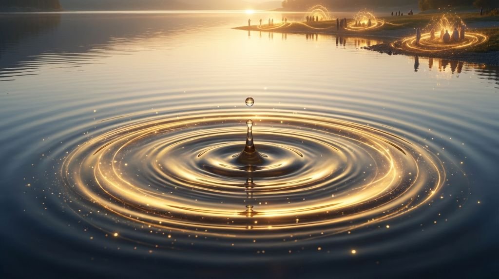 Emotional contagion and energy transformation in a team meeting, showing how one person's enthusiasm elevates the entire group